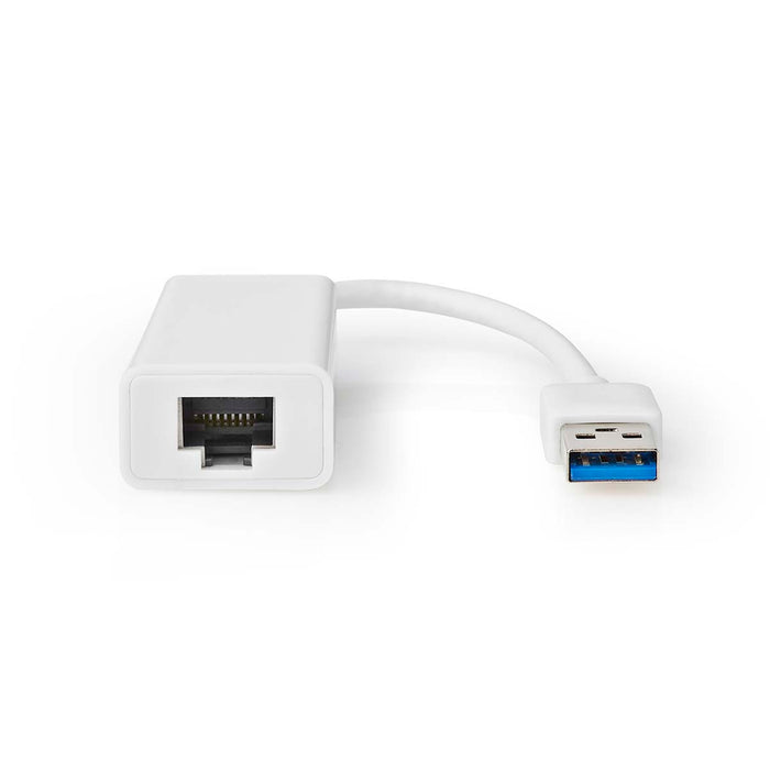 Nedis USB Adapter - USB 3.2 Gen 1, USB-A Male, RJ45 Female, White - Polybag