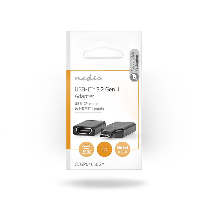 Nedis USB Adapter - USB 3.2 Gen 1, USB-C Male, HDMI Female, Black / Grey - Envelope