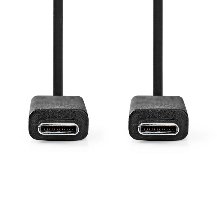 Nedis USB Cable - USB 3.2 Gen 2, USB-C Male, USB-C Male, Black - Envelope