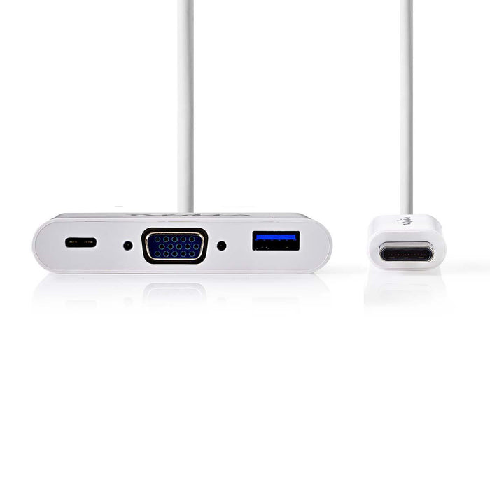 Nedis USB Adapter - USB 3.1, USB-C Male, USB-A Female / USB-C Female / VGA Female, White - Polybag