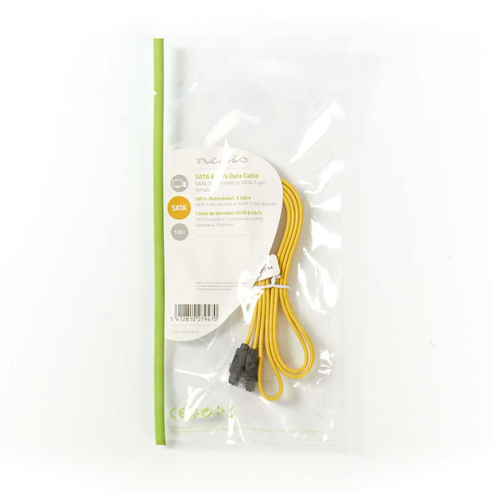 Nedis SATA Cable - 6 Gbps, SATA 7-Pin Female, SATA 7-Pin Female, Yellow - Polybag