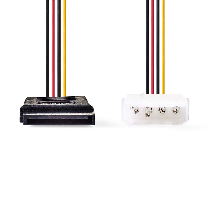 Nedis Internal Power cable - Molex Male, SATA 15-Pin Female, Gold Plated, Multi Colour - Envelope