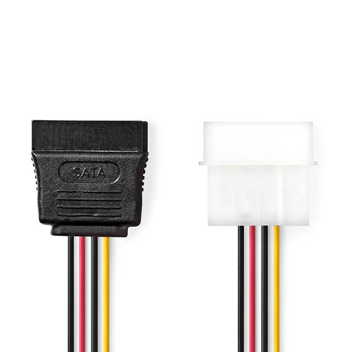 Nedis Internal Power cable - Molex Male, SATA 15-Pin Female, Gold Plated, Multi Colour - Envelope