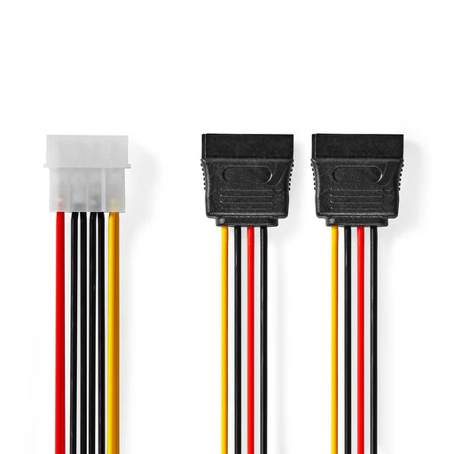 Nedis Internal Power cable - Molex Male, 2x SATA 15-Pin Female, Gold Plated, Multi Colour - Envelope