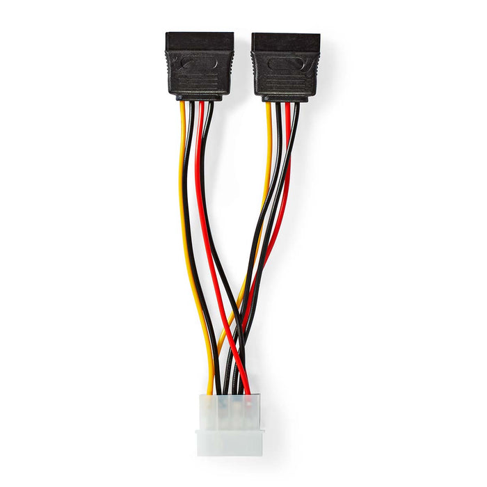 Nedis Internal Power cable - Molex Male, 2x SATA 15-Pin Female, Gold Plated, Multi Colour - Envelope