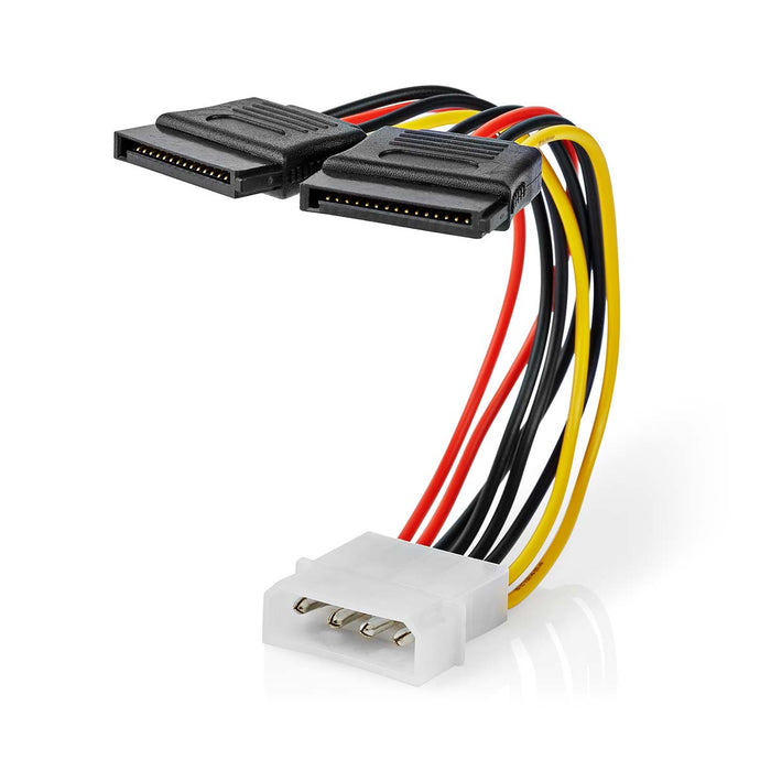 Nedis Internal Power cable - Molex Male, 2x SATA 15-Pin Female, Gold Plated, Multi Colour - Envelope