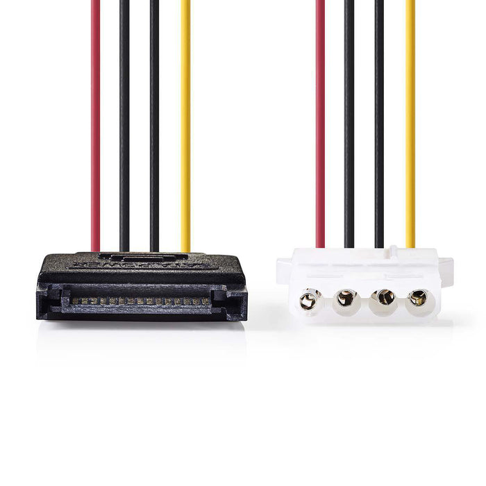 Nedis Internal Power cable - SATA 15-Pin Male, Molex Female, Gold Plated, Multi Colour - Envelope