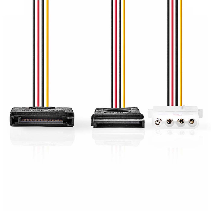 Nedis Internal Power cable - SATA 15-Pin Male, Molex Female / SATA 15-Pin Female, Gold Plated, Multi Colour - Envelope