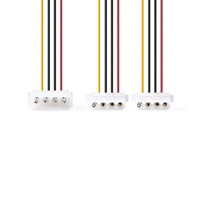 Nedis Internal Power cable - Molex Male, 2x Molex Female, Gold Plated, Multi Colour - Polybag