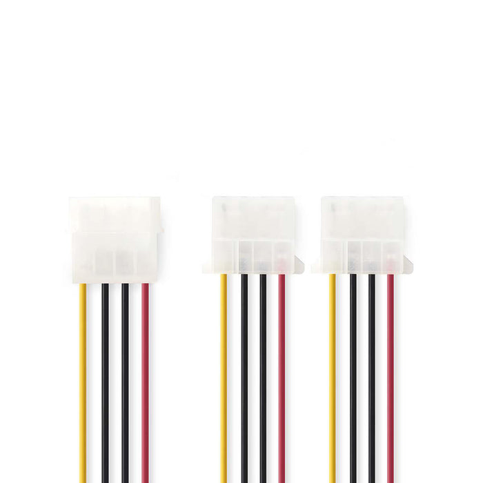 Nedis Internal Power cable - Molex Male, 2x Molex Female, Gold Plated, Multi Colour - Polybag