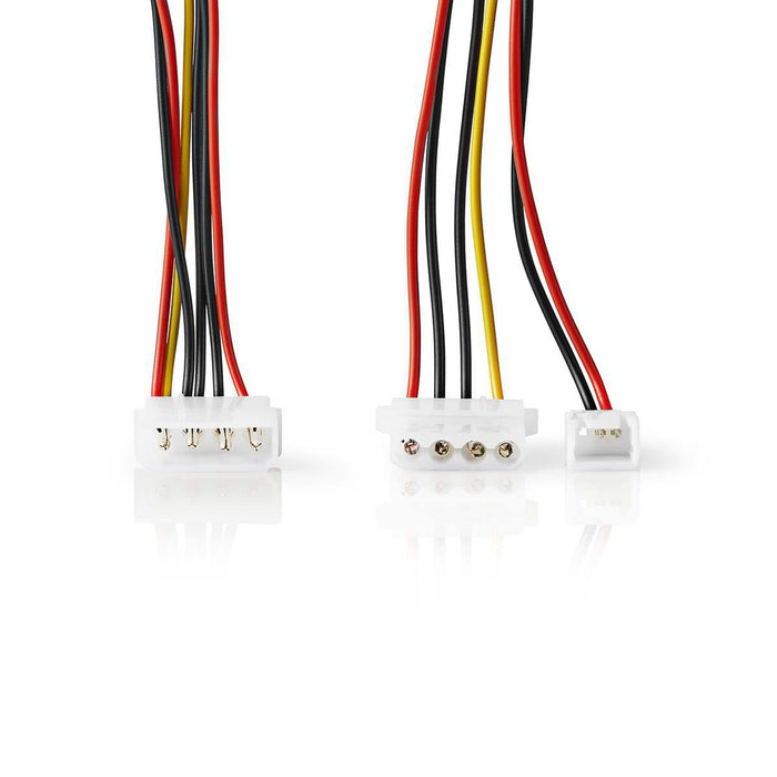 Nedis Internal Power cable - Molex Male, Molex Female / 3-Pin Fan Power, Gold Plated, Multi Colour - Polybag