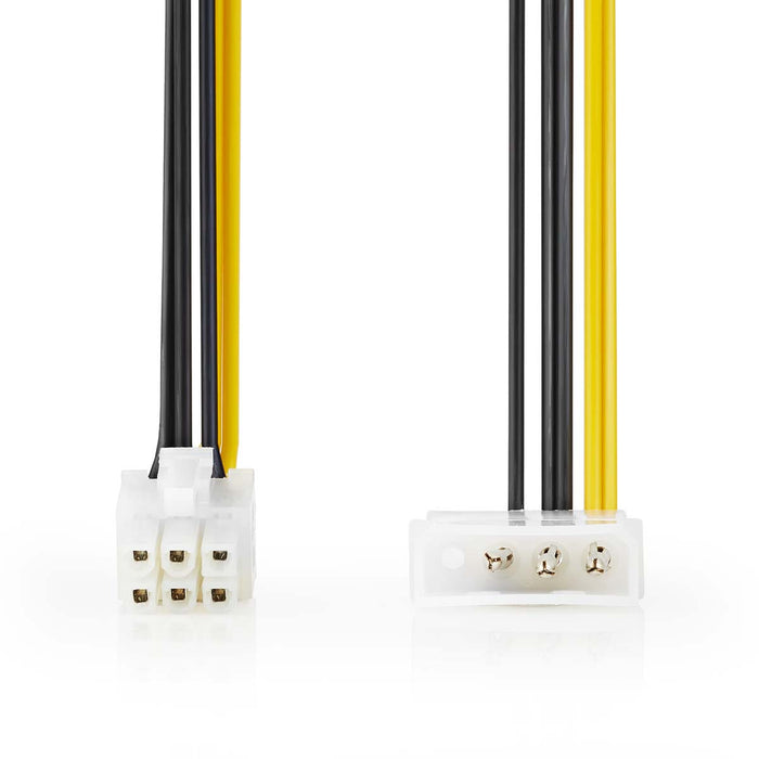 Nedis Internal Power cable - Molex Male, PCI Express Male, Gold Plated, Black / Yellow - Envelope