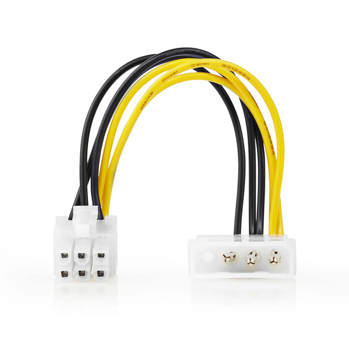 Nedis Internal Power cable - Molex Male, PCI Express Male, Gold Plated, Black / Yellow - Envelope