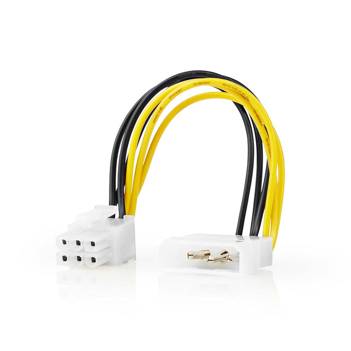 Nedis Internal Power cable - Molex Male, PCI Express Male, Gold Plated, Black / Yellow - Envelope