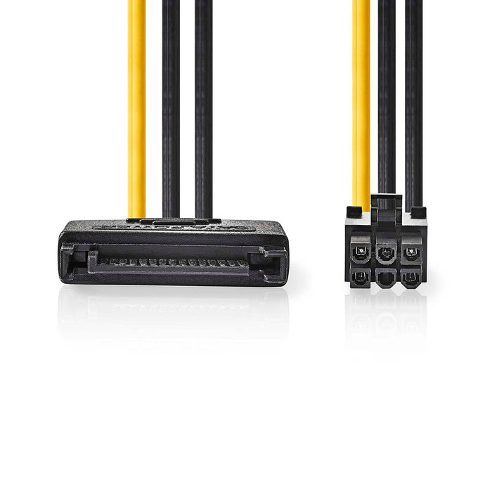 Nedis Internal Power cable - SATA 15-Pin Male, PCI Express Female, Gold Plated, Black / Yellow - Envelope