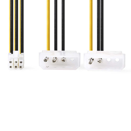 Nedis Internal Power cable - 2x Molex Male, PCI Express Female, Gold Plated, Black / Yellow - Polybag