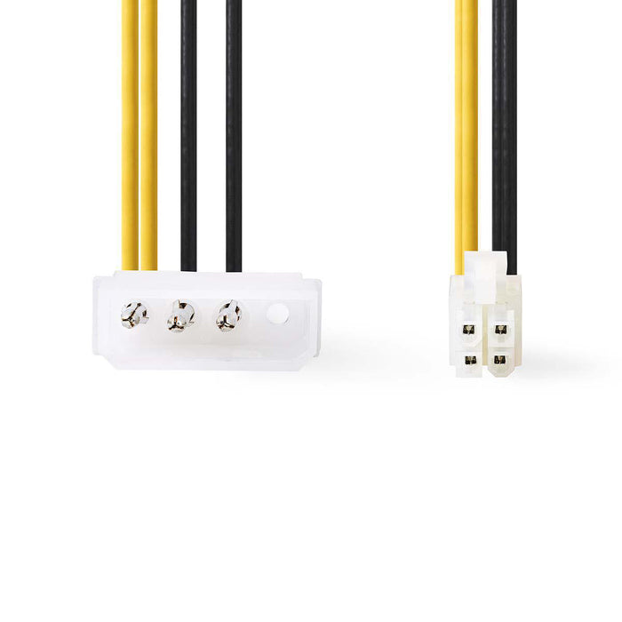 Nedis Internal Power cable - P4 Male, Molex Male, Gold Plated, Black / Yellow - Polybag