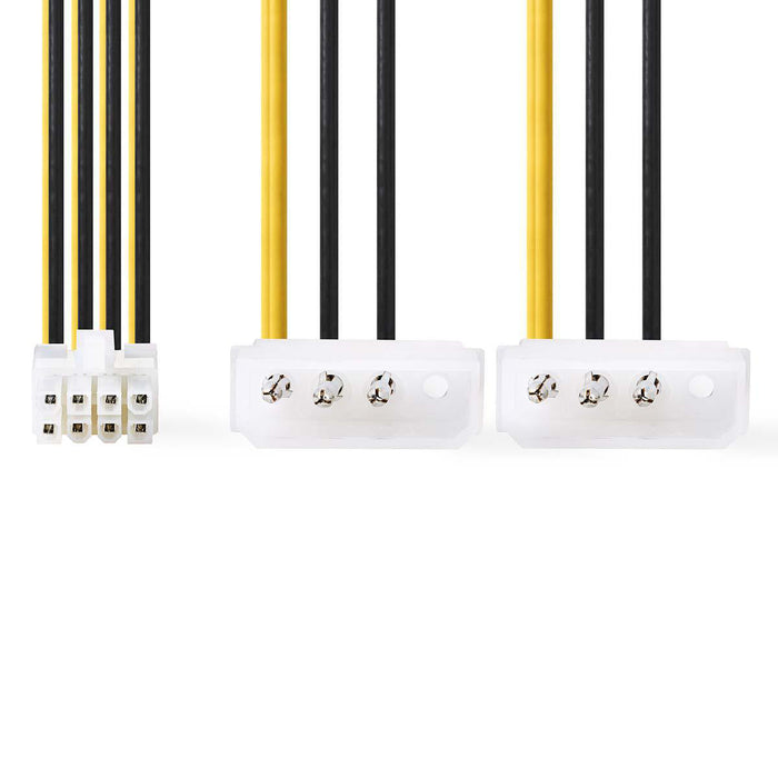 Nedis Internal Power cable - EPS 8-Pin Male, 2x Molex Male, Gold Plated, Black / Yellow - Envelope