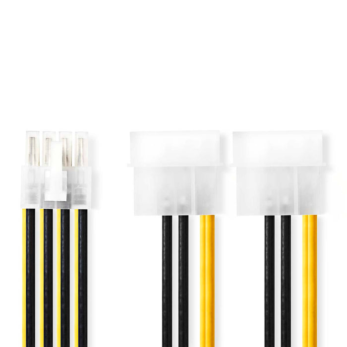 Nedis Internal Power cable - EPS 8-Pin Male, 2x Molex Male, Gold Plated, Black / Yellow - Envelope