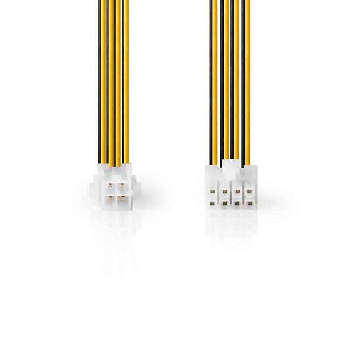 Nedis Internal Power cable - EPS 8-Pin Male, P4 Female, Gold Plated, Black / Yellow - Envelope