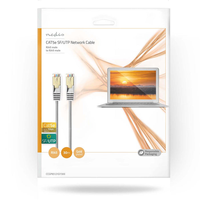 Nedis CAT5e Cable - SF/UTP, RJ45 Male, RJ45 Male, Grey - Polybag