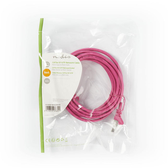 Nedis CAT5e Cable - SF/UTP, RJ45 Male, RJ45 Male, Pink - Polybag