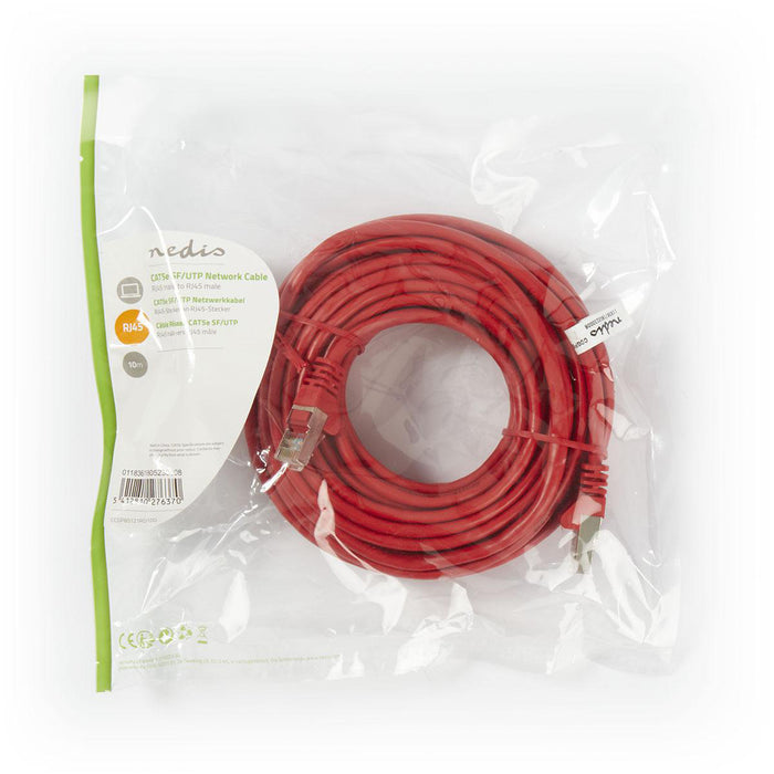 Nedis CAT5e Cable - SF/UTP, RJ45 Male, RJ45 Male, Red - Polybag