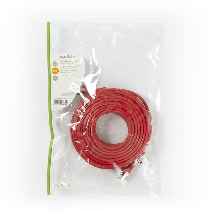 Nedis CAT5e Cable - SF/UTP, RJ45 Male, RJ45 Male, Red - Polybag