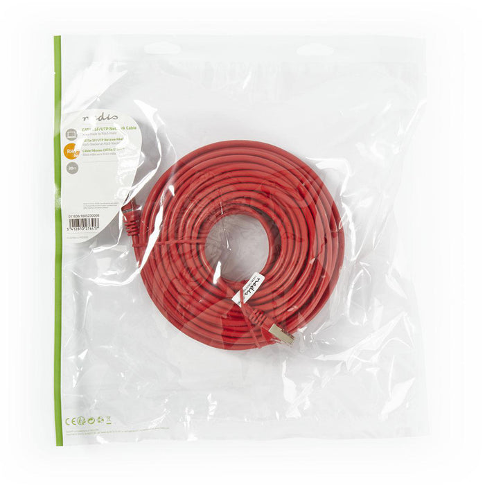 Nedis CAT5e Cable - SF/UTP, RJ45 Male, RJ45 Male, Red - Polybag