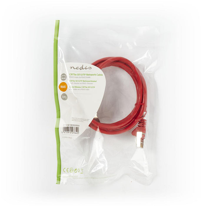 Nedis CAT5e Cable - SF/UTP, RJ45 Male, RJ45 Male, Red - Polybag