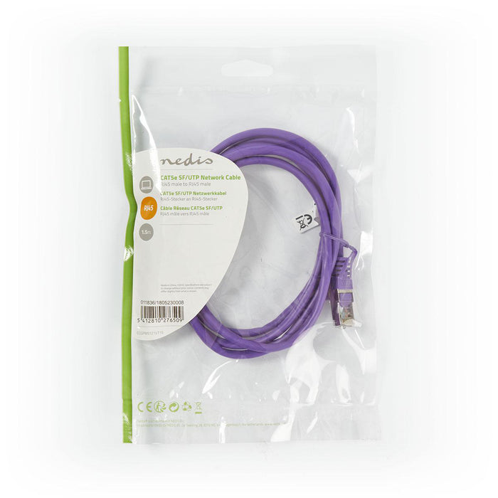 Nedis CAT5e Cable - SF/UTP, RJ45 Male, RJ45 Male, Violet - Polybag