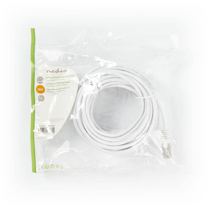 Nedis CAT5e Cable - SF/UTP, RJ45 Male, RJ45 Male, White - Polybag