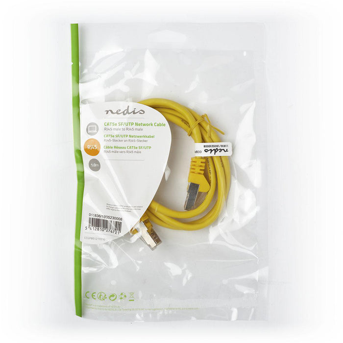 Nedis CAT5e Cable - SF/UTP, RJ45 Male, RJ45 Male, Yellow - Polybag