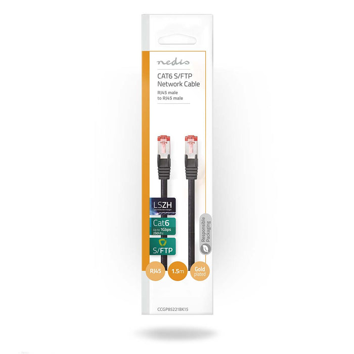 Nedis CAT6 Cable - RJ45 Male, RJ45 Male, S/FTP, Black - Polybag