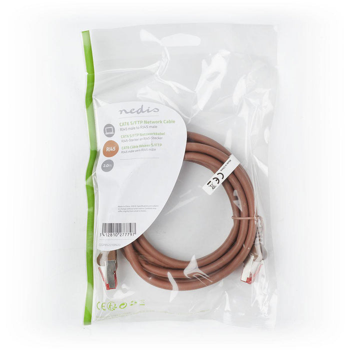 Nedis CAT6 Cable - RJ45 Male, RJ45 Male, S/FTP, Brown - Polybag