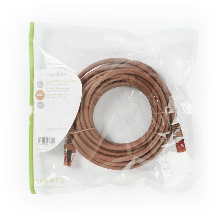 Nedis CAT6 Cable - RJ45 Male, RJ45 Male, S/FTP, Brown - Polybag