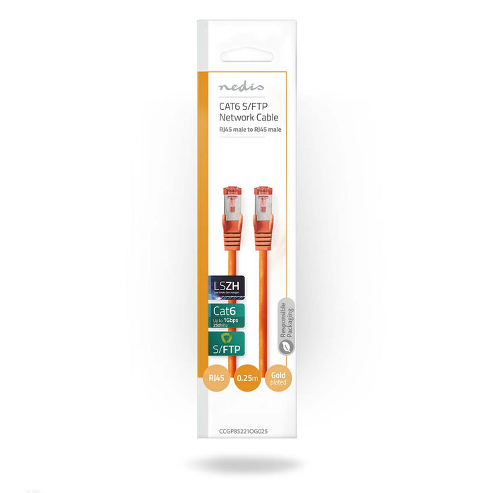 Nedis CAT6 Cable - RJ45 Male, RJ45 Male, S/FTP, Orange - Envelope