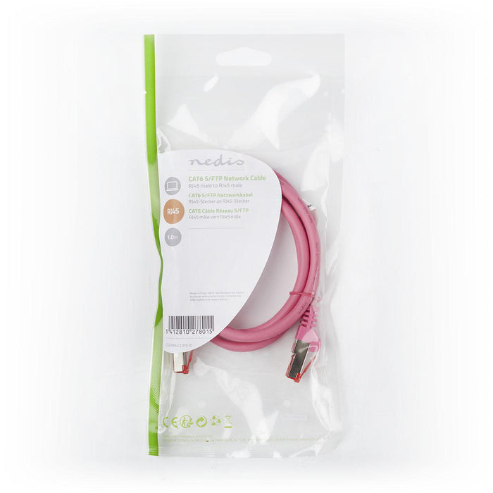 Nedis CAT6 Cable - RJ45 Male, RJ45 Male, S/FTP, Pink - Polybag