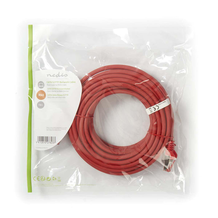 Nedis CAT6 Cable - RJ45 Male, RJ45 Male, S/FTP, Red - Polybag