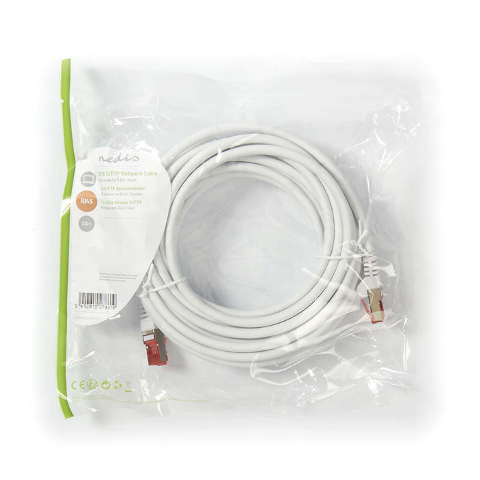 Nedis CAT6 Cable - RJ45 Male, RJ45 Male, S/FTP, White - Polybag