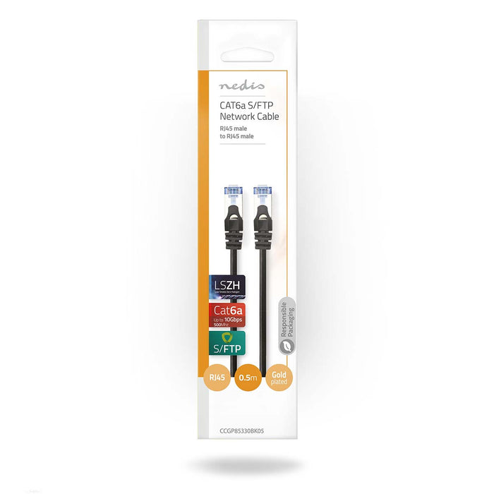 Nedis CAT6a Cable - S/FTP, RJ45 Male, RJ45 Male, Black - Polybag