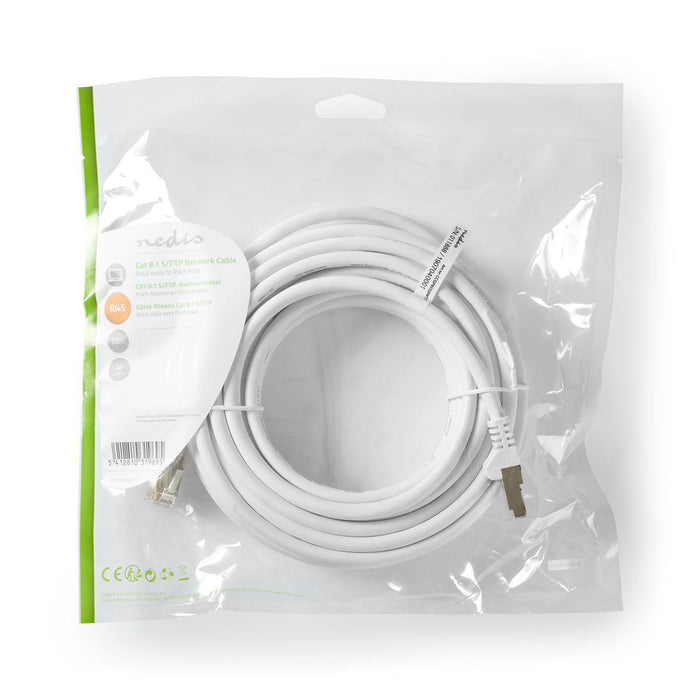 Nedis Cat 8.1 Cable - S/FTP, RJ45 Male, RJ45 Male, White - Polybag