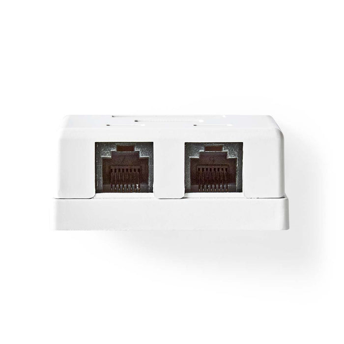 Nedis Network Wall Box - On-Wall, 2 port(s), UTP CAT6, White - Envelope