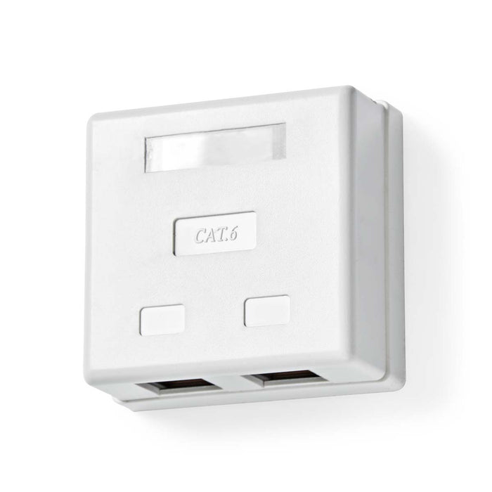 Nedis Network Wall Box - On-Wall, 2 port(s), UTP CAT6, White - Envelope