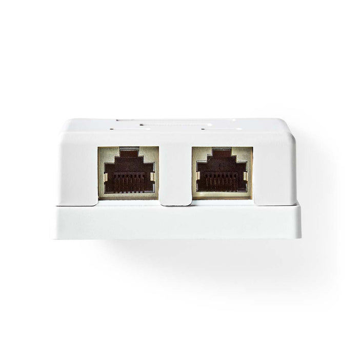 Nedis Network Wall Box - On-Wall, 2 port(s), STP CAT6, White - Envelope