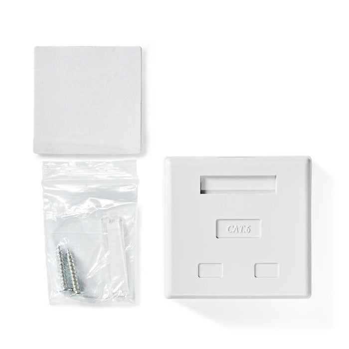 Nedis Network Wall Box - On-Wall, 2 port(s), STP CAT6, White - Envelope