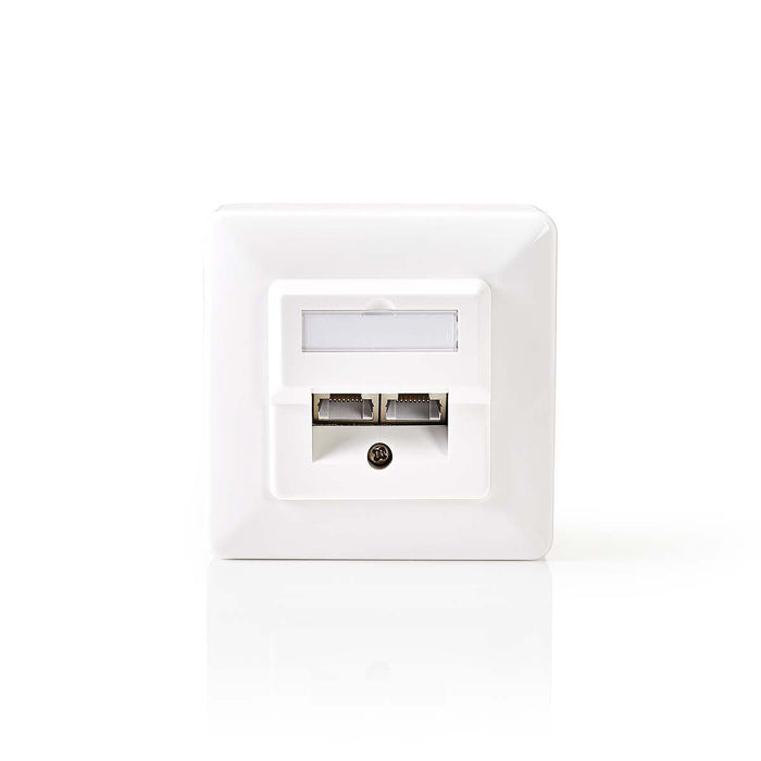 Nedis Network Wall Box - In-Wall, 2 port(s), CAT5e, White - Polybag