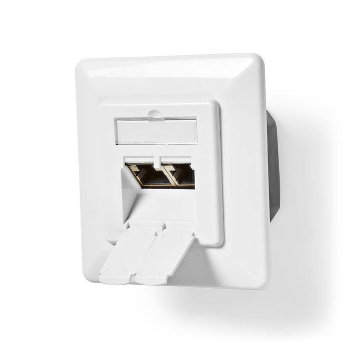 Nedis Network Wall Box - In-Wall, 2 port(s), CAT6, White - Envelope