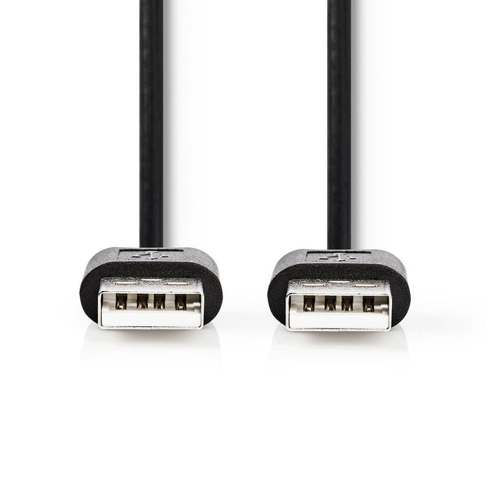 Nedis USB Cable - USB 2.0, USB-A Male, USB-A Male, Black - Tag