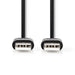 Nedis USB Cable - USB 2.0, USB-A Male, USB-A Male, Black - Tag